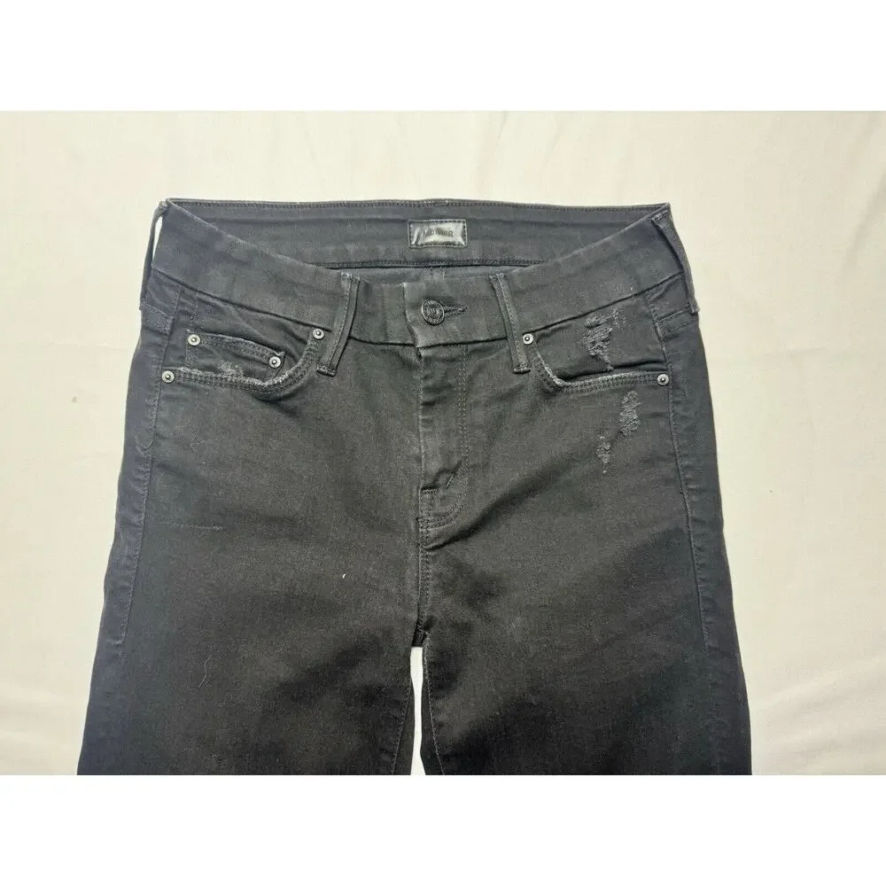 Mother Women's Black‎ Looker Ankle Fray Denim Jeans - Size 24x27*